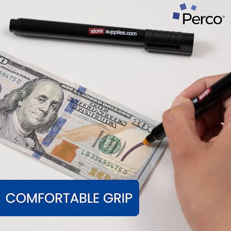 Perco Counterfeit Money Detector Pen - Easy to Use and Reliable Universal Currency Fake Bill Checker for Personal & Commercial Use - Store Supplies