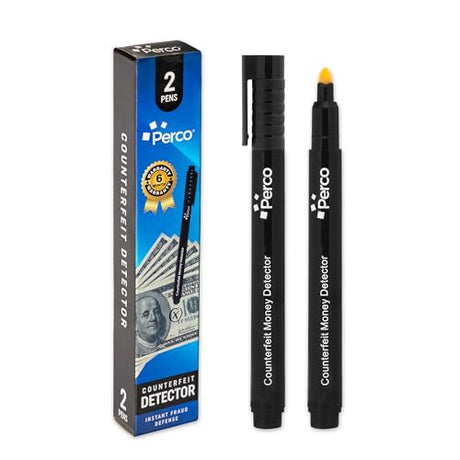 Perco Counterfeit Money Detector Pen - Easy to Use and Reliable Universal Currency Fake Bill Checker for Personal & Commercial Use - Store Supplies