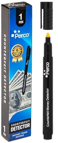 Perco Counterfeit Money Detector Pen - Easy to Use and Reliable Universal Currency Fake Bill Checker for Personal & Commercial Use - Store Supplies