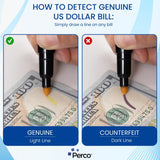 Perco Counterfeit Money Detector Pen - Easy to Use and Reliable Universal Currency Fake Bill Checker for Personal & Commercial Use - Store Supplies