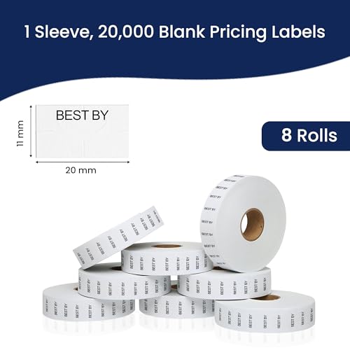 Perco Date Price Labels for Monarch 1131 - 1 Sleeve / 8 Rolls / 20000 Blank Date Labels BEST BY