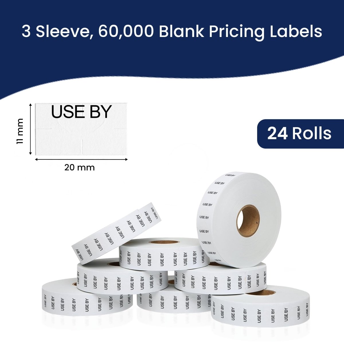 Perco Date Price Labels for Monarch 1131 - 3 Sleeves / 24 Rolls / 60000 Blank Date Labels USE BY