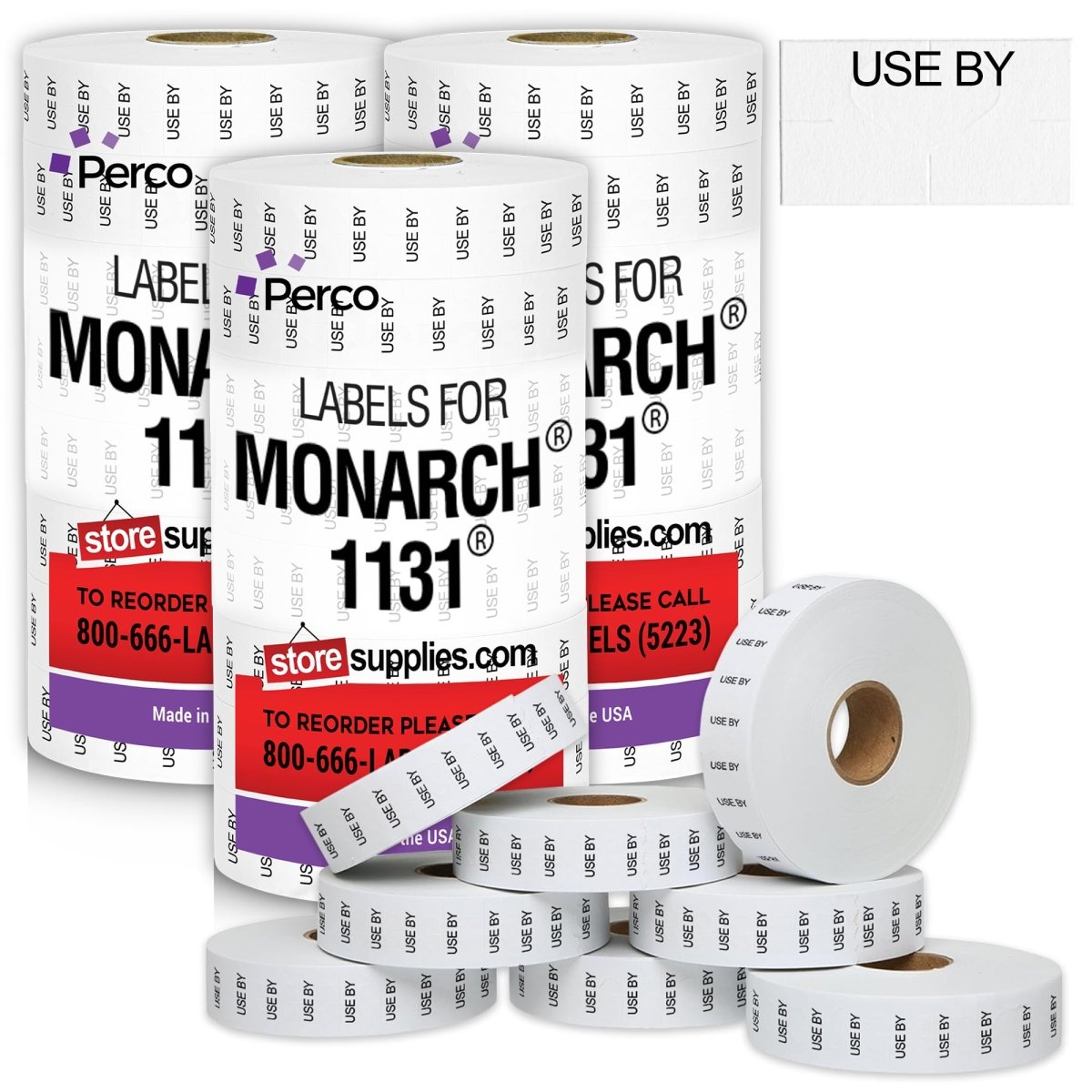 Perco Date Price Labels for Monarch 1131 - 3 Sleeves / 24 Rolls / 60000 Blank Date Labels USE BY