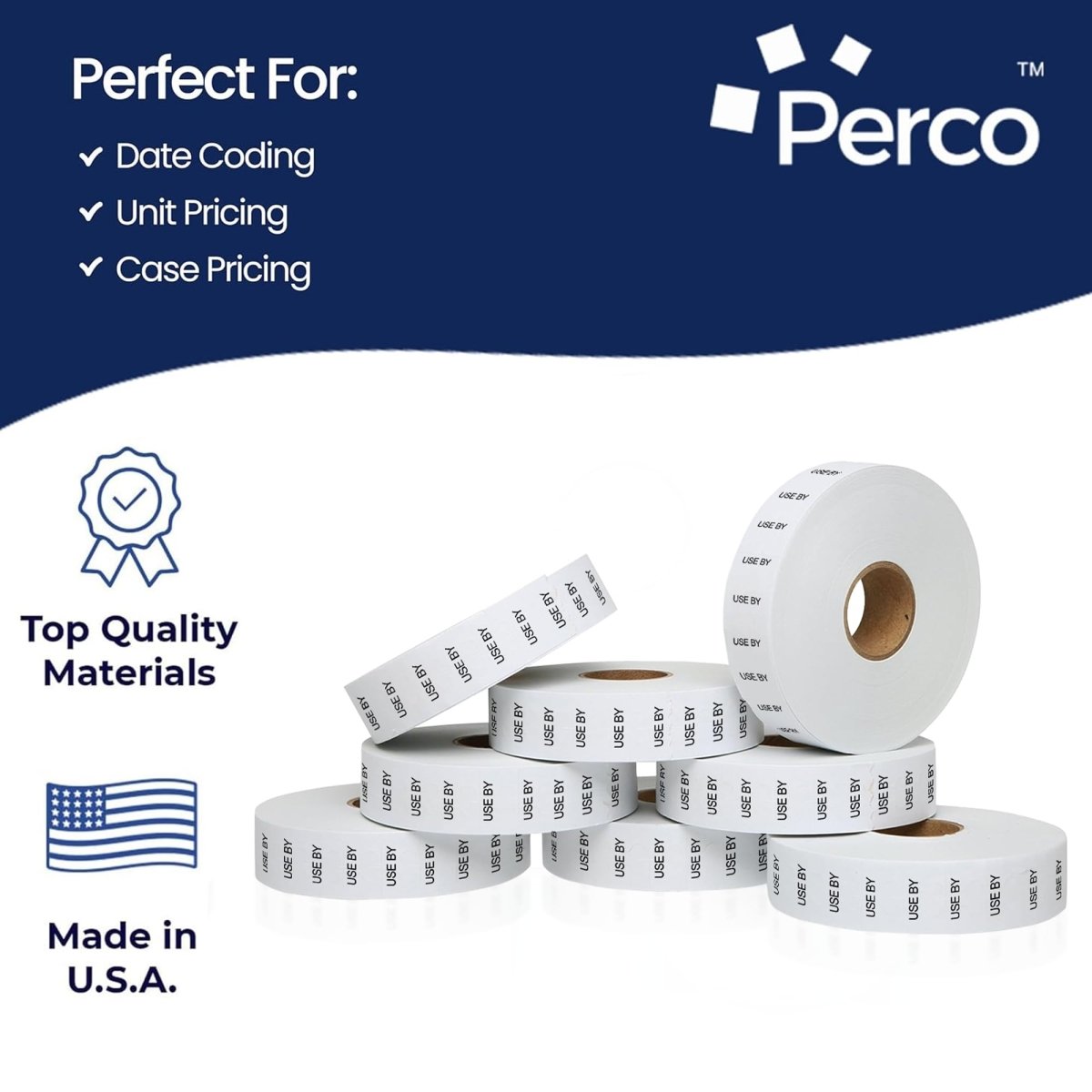 Perco Date Price Labels for Monarch 1131 - 3 Sleeves / 24 Rolls / 60000 Blank Date Labels USE BY