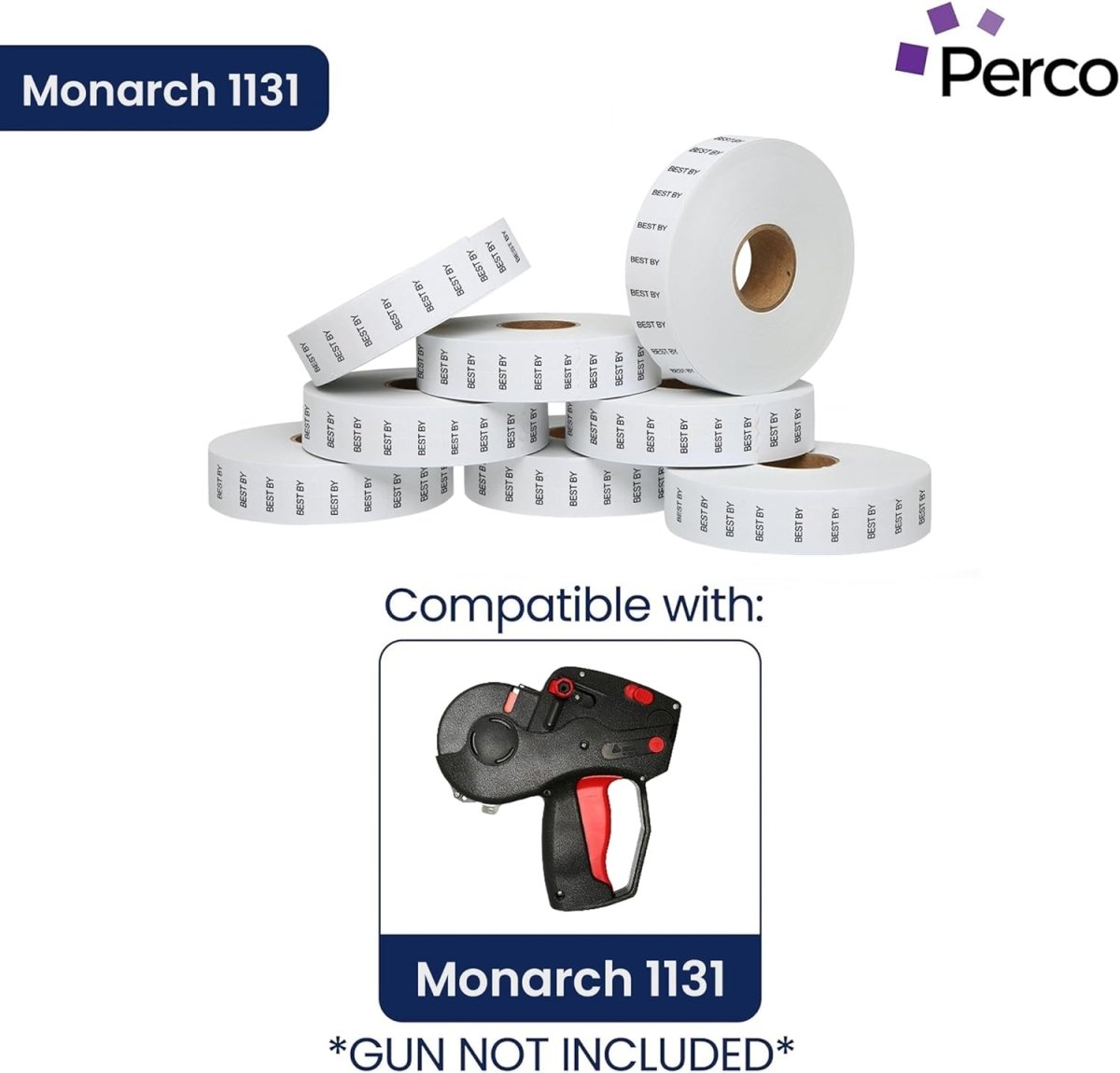 Perco Date Price Labels for Monarch 1131 - 3 Sleeves / 24 Rolls / 60000 Blank Date Labels BEST BY