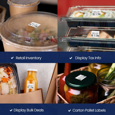 Perco Date Price Labels for Monarch 1136 - SELL BY Case of 8 Sleeves / 64 Rolls / 42000 Blank Pricing Labels With Bonus Ink Rolls Incuded