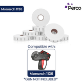 Perco Date Price Labels for Monarch 1136 - USE BY 3 Sleeves / 24 Rolls / 42000 Blank Pricing Labels With Bonus Ink Rolls Incuded
