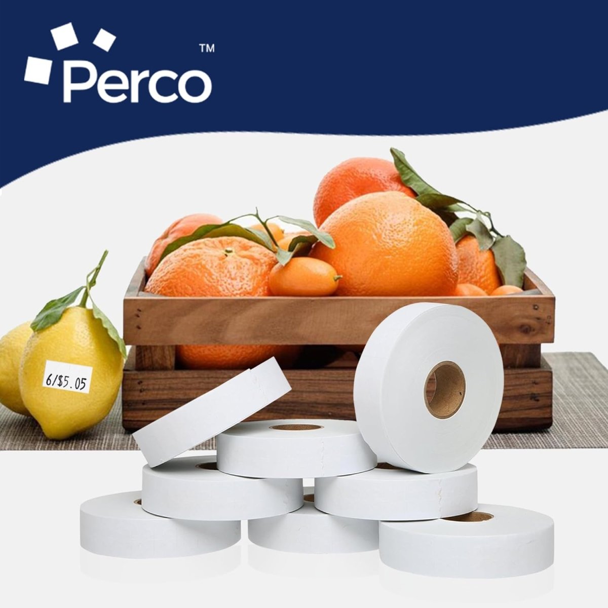 Perco Freezer Adhesive Price Labels for Monarch 1131 - 1 Sleeve / 8 Rolls / 20000 Blank Pricing and Date Labels