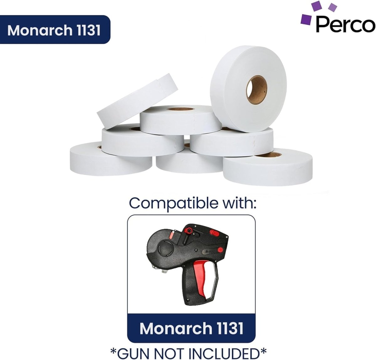Perco Freezer Adhesive Price Labels for Monarch 1131 - Package of 3 Sleeves / 24 Rolls / 60000 Blank Pricing and Date Labels