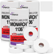 Perco Freezer Adhesive Price Labels for Monarch 1136 - Package of 3 Sleeves / 24 Rolls / 42000 Blank Pricing and Date Labels