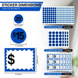 Perco Garage Price Stickers - 28 Sheets, 1100 Pre - Priced & Blank Stickers - Ideal for Yard Sales, Flea Markets, County Fairs & Retail Use - Store Supplies