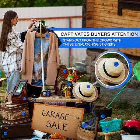 Perco Garage Price Stickers - 28 Sheets, 1100 Pre - Priced & Blank Stickers - Ideal for Yard Sales, Flea Markets, County Fairs & Retail Use - Store Supplies