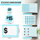 Perco Garage Price Stickers - 28 Sheets, 1100 Pre - Priced & Blank Stickers - Ideal for Yard Sales, Flea Markets, County Fairs & Retail Use - Store Supplies