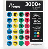 Perco Garage Price Stickers - 28 Sheets, 1100 Pre - Priced & Blank Stickers - Ideal for Yard Sales, Flea Markets, County Fairs & Retail Use - Store Supplies