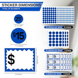 Perco Garage Price Stickers - 28 Sheets, 1100 Pre - Priced & Blank Stickers - Ideal for Yard Sales, Flea Markets, County Fairs & Retail Use - Store Supplies