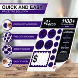 Perco Garage Price Stickers - 28 Sheets, 1100 Pre - Priced & Blank Stickers - Ideal for Yard Sales, Flea Markets, County Fairs & Retail Use - Store Supplies