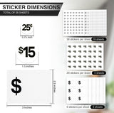 Perco Garage Price Stickers - 28 Sheets, 1100 Pre - Priced & Blank Stickers - Ideal for Yard Sales, Flea Markets, County Fairs & Retail Use - Store Supplies