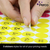 Perco Garage Price Stickers - 28 Sheets, 1100 Pre - Priced & Blank Stickers - Ideal for Yard Sales, Flea Markets, County Fairs & Retail Use - Store Supplies