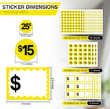 Perco Garage Price Stickers - 28 Sheets, 1100 Pre - Priced & Blank Stickers - Ideal for Yard Sales, Flea Markets, County Fairs & Retail Use - Store Supplies
