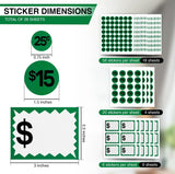 Perco Garage Price Stickers - 28 Sheets, 1100 Pre - Priced & Blank Stickers - Ideal for Yard Sales, Flea Markets, County Fairs & Retail Use - Store Supplies