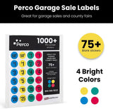 Perco Garage Price Stickers - 28 Sheets, 1100 Pre - Priced & Blank Stickers - Ideal for Yard Sales, Flea Markets, County Fairs & Retail Use - Store Supplies