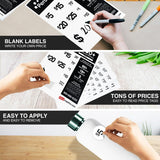 Perco Garage Price Stickers - 28 Sheets, 1100 Pre - Priced & Blank Stickers - Ideal for Yard Sales, Flea Markets, County Fairs & Retail Use - Store Supplies