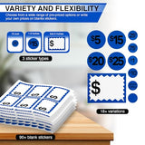 Perco Garage Price Stickers - 28 Sheets, 1100 Pre - Priced & Blank Stickers - Ideal for Yard Sales, Flea Markets, County Fairs & Retail Use - Store Supplies