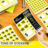 Perco Garage Price Stickers - 28 Sheets, 1100 Pre - Priced & Blank Stickers - Ideal for Yard Sales, Flea Markets, County Fairs & Retail Use - Store Supplies