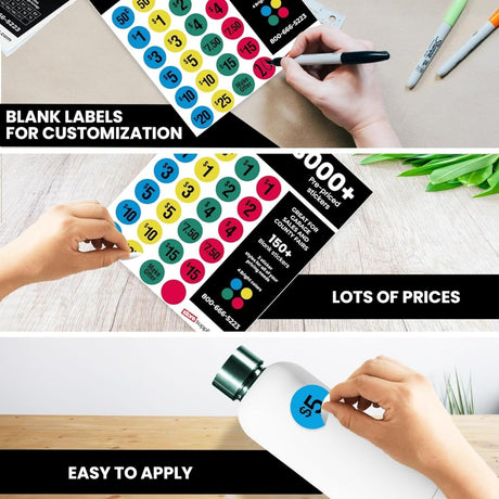 Perco Garage Sale Price Stickers with Counterfeit Money Detector Pens Kit - Store Supplies