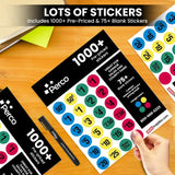Perco Garage Sale Price Stickers with Counterfeit Money Detector Pens Kit - Store Supplies
