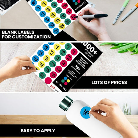 Perco Garage Sale Price Stickers with Counterfeit Money Detector Pens Kit - Store Supplies