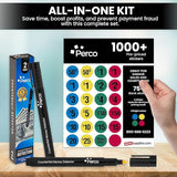 Perco Garage Sale Price Stickers with Counterfeit Money Detector Pens Kit - Store Supplies