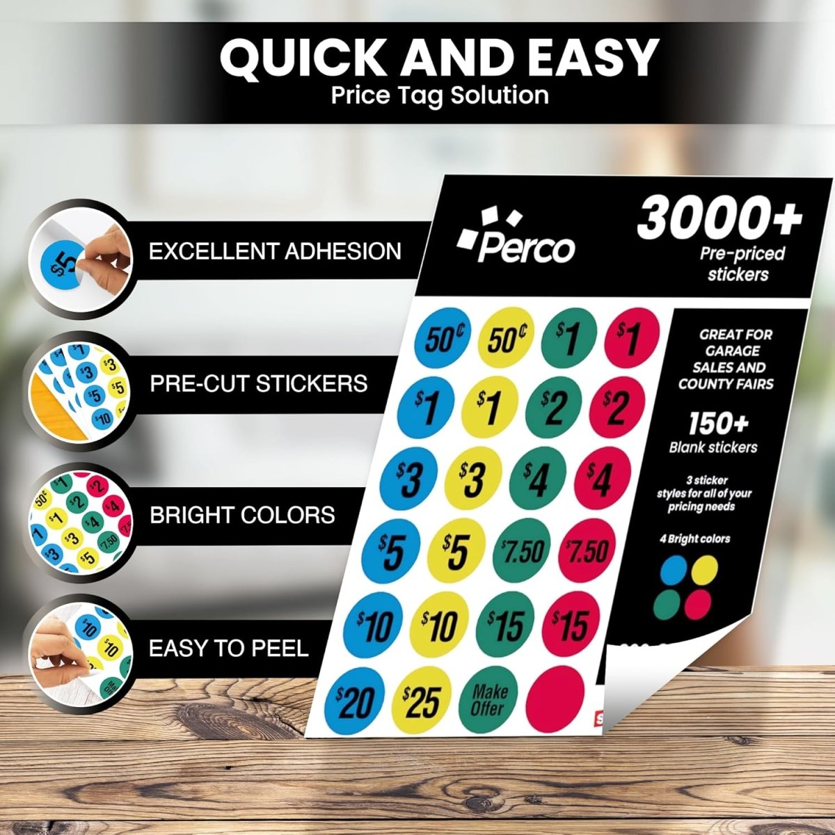 Perco Garage Sale Sticker Kit with Counterfeit Pens - 3k - 2p