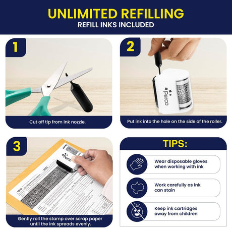 Perco Identity Theft Protection Roller Stamps - Store Supplies