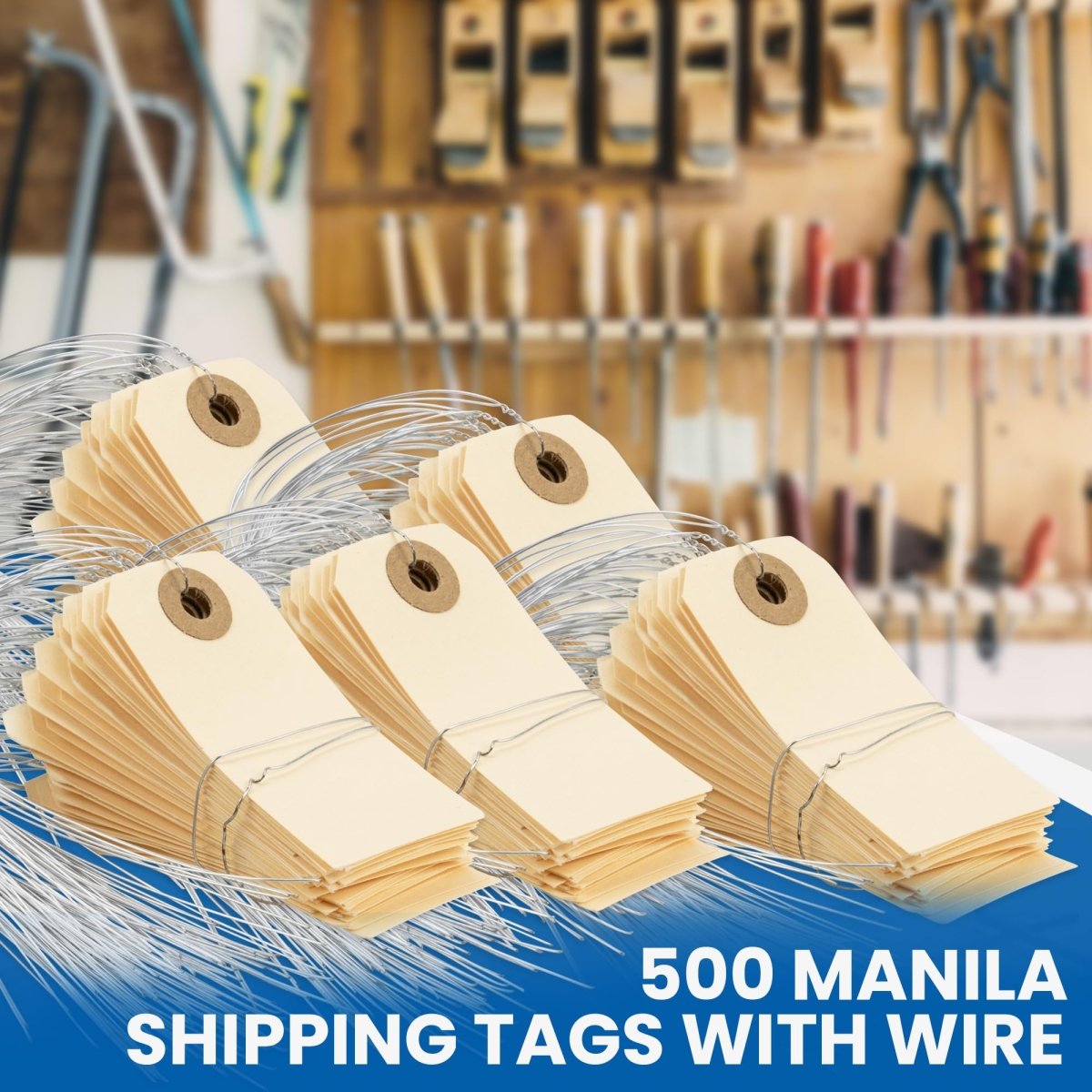 Perco Manila Shipping Tags - Compatible with compatible_with_product_page | Color: 100 pack | Quantity: 5 | Adhesive: global.AdhesiveType | SKU: PL-MT5-WithWires-100 | - shop_
