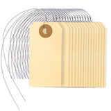 Perco Manila Shipping Tags 5 4 3/4" x 2 3/8" (12 x 6 cm) with Metal Wire - Store Supplies