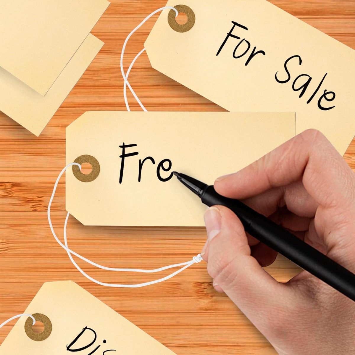 Perco Manila Shipping Tags - Compatible with compatible_with_product_page | Color: 100 pack | Quantity: 5 | Adhesive: global.AdhesiveType | SKU: PL-MT5-WithElastic-100 | - shop_