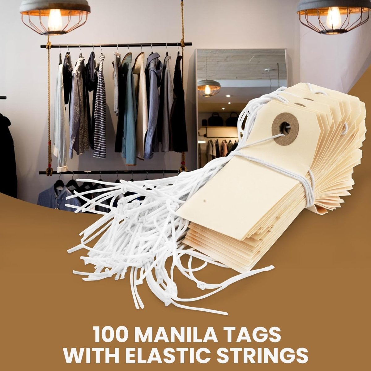 Perco Manila Shipping Tags - Compatible with compatible_with_product_page | Color: 100 pack | Quantity: 1 | Adhesive: global.AdhesiveType | SKU: PL-MT1-WithElastic-100 | - shop_