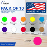 Perco Perforated Circle Dot Sticker Labels — Pack of Multicolored Rolls — with Permanent Adhesive for Calendars, Color Coding, Crafting, Garage Sales, Organizing, Displays, and More — Made in USA - 0.5 Inch 10 Rolls