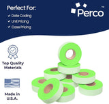 Perco Price Labels for Garvey 22-6 / 22-7 / 22-8 - Fluorescent Green 4 Sleeves / 36 Rolls / 44000 Blank Pricing Labels