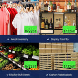 Perco Price Labels for Garvey 22-6 / 22-7 / 22-8 - Fluorescent Green 4 Sleeves / 36 Rolls / 44000 Blank Pricing Labels