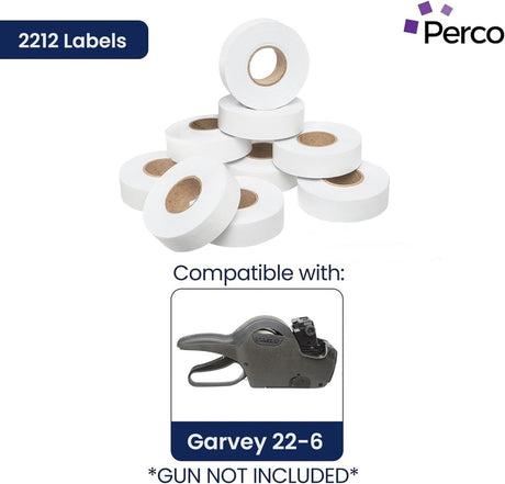 Perco Price Labels for Garvey 22 - 6 / 22 - 7 / 22 - 8 - White 10 Sleeves
