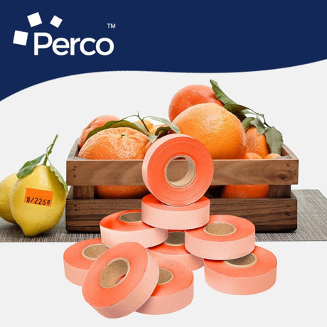 Perco Price Labels for Garvey 22 - 6 / 22 - 7 / 22 - 8 - Fluorescent Red 10 Sleeves / 90 Rolls / 110000 Blank Pricing Labels
