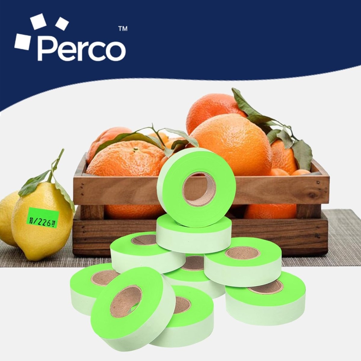Perco Price Labels for Garvey 22-6 / 22-7 / 22-8 - Fluorescent Green 4 Sleeves / 36 Rolls / 44000 Blank Pricing Labels