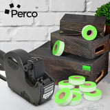 Perco Price Labels for Garvey 22-6 / 22-7 / 22-8 - Fluorescent Green 4 Sleeves / 36 Rolls / 44000 Blank Pricing Labels