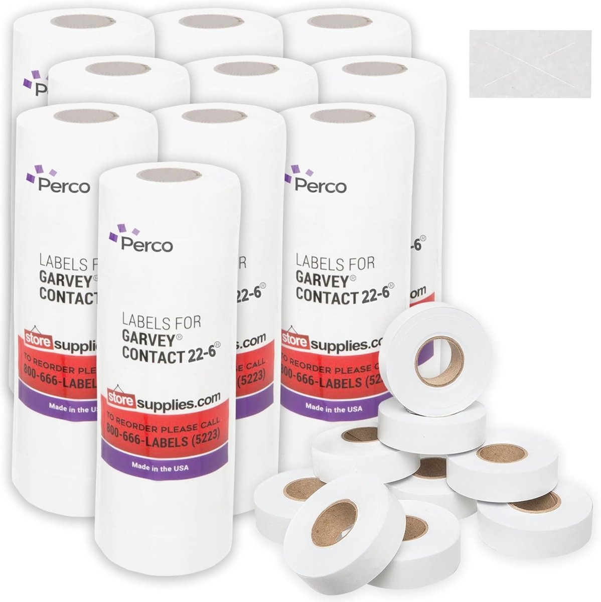 Perco Price Labels for Garvey 22 - 6 / 22 - 7 / 22 - 8 - White 10 Sleeves