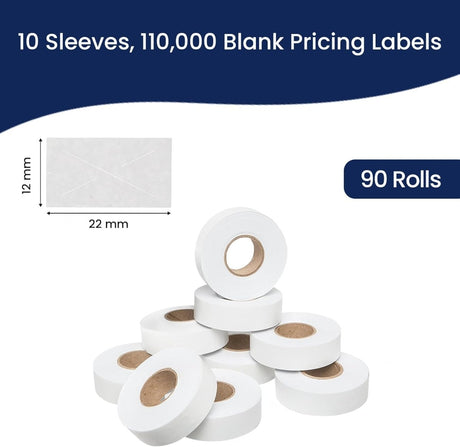 Perco Price Labels for Garvey 22 - 6 / 22 - 7 / 22 - 8 - White 10 Sleeves