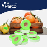 Perco Price Labels for Garvey 22-6 / 22-7 / 22-8 - Fluorescent Green 10 Sleeves / 90 Rolls / 110000 Blank Pricing Labels