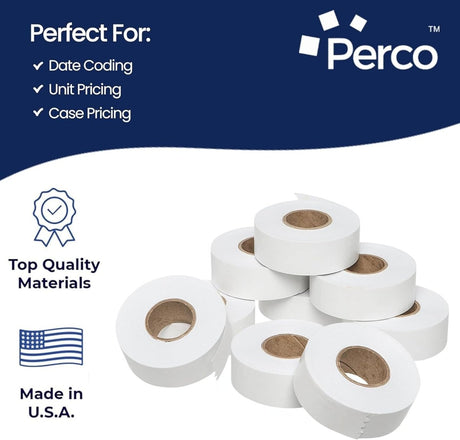 Perco Price Labels for Garvey 22 - 66 - White Case of 10 Sleeves / 90 Rolls / 90000 Blank Pricing Labels