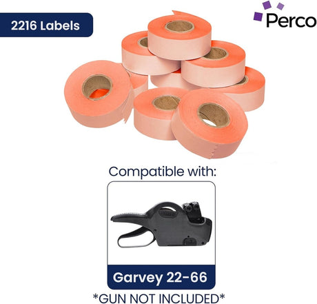 Perco Price Labels for Garvey 22 - 66 - White Case of 10 Sleeves / 90 Rolls / 90000 Blank Pricing Labels